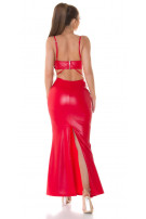 Sexy faux leder jurk met xl split rood